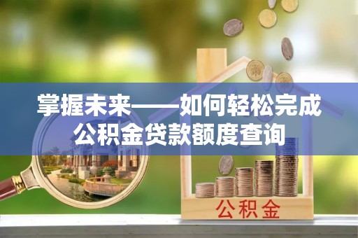 桃源掌握未来——如何轻松完成公积金贷款额度查询